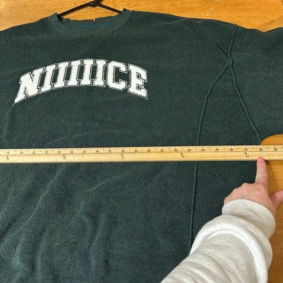 Aerie The Chill Cozy Terry Cloth Sweatshirt Green Oversized NIIIIICE Pullover L - Picture 5 of 6